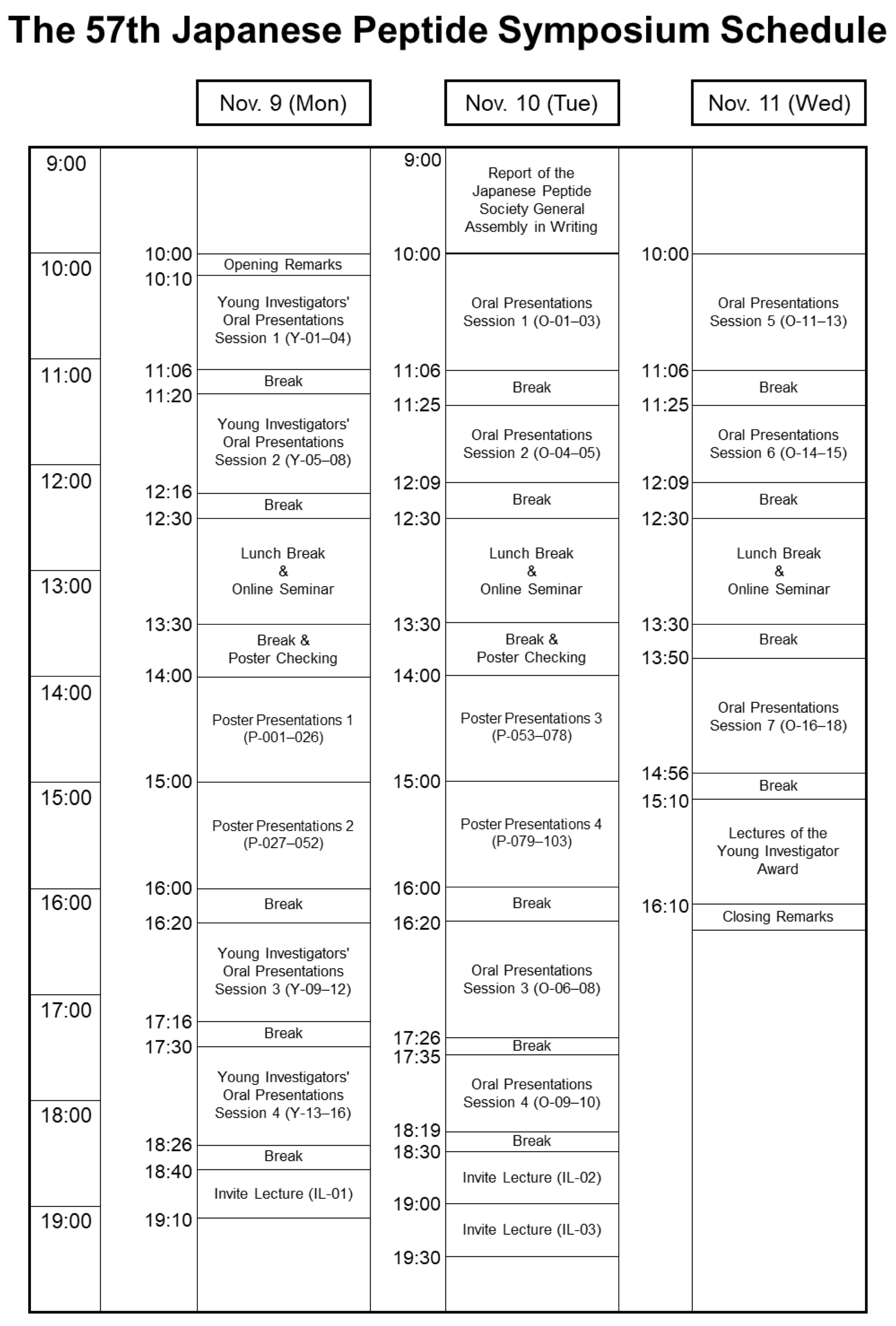 57th Japanese Peptide Symposium Schedule